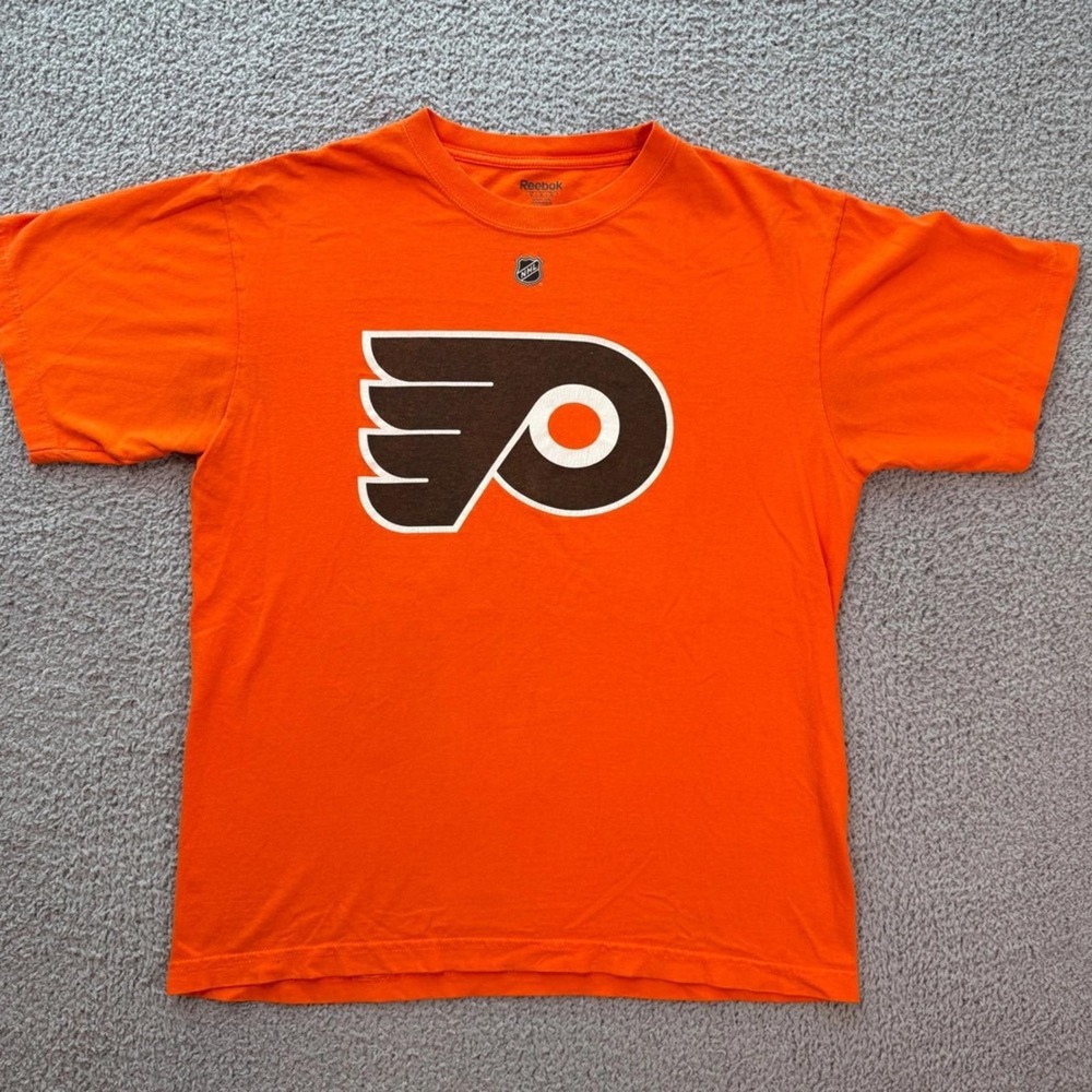Reebok Philadelphia Flyers James van Riemsdyk 21 Orange NHL T Shirt Men M Hockey